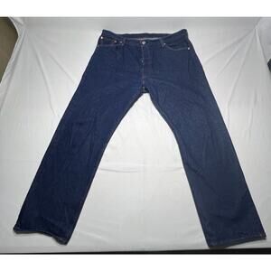 Levis 501 Men's Straight Leg Button Fly Dark Blue Denim Jeans - Size 44x31.5
